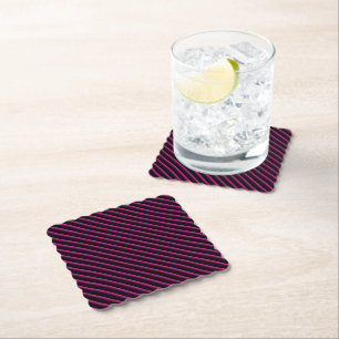 Posavasos De Papel Rayas diagonales con inclinación negra y rosa cali