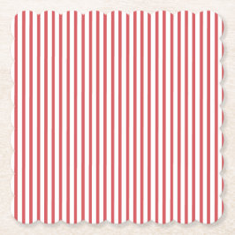 Posavasos De Papel Rayas finas rojas y blancas