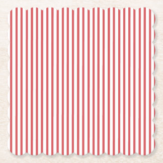 Posavasos De Papel Rayas finas rojas y blancas