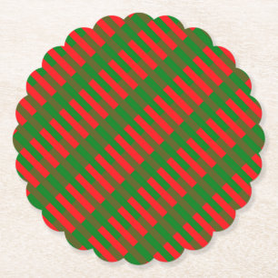 Posavasos De Papel Rayas rojas y verdes