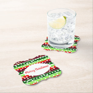Posavasos De Papel Rayas rojas y verdes Lunares Navidad 