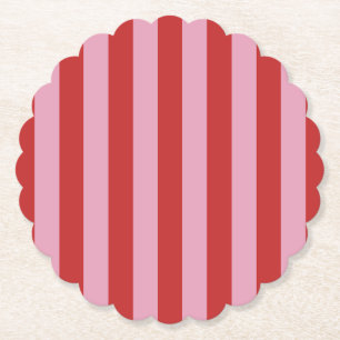 Posavasos De Papel Rayas rosadas y rojas 