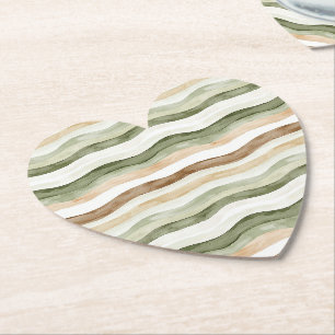 Posavasos De Papel Rayas Verdes Crema Marrón