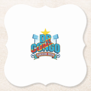 Posavasos De Papel RD Congo Fútbol 2026 Fútbol Negrita Tipografía Paí