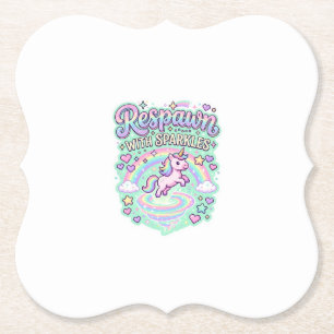 Posavasos De Papel Reaparición de Unicornio con Purpurina Vector Prem