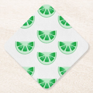 Posavasos De Papel Rebanadas de lima verde frescas minimalistas patró