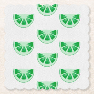 Posavasos De Papel Rebanadas de lima verde frescas minimalistas patró