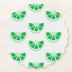 Posavasos De Papel Rebanadas de lima verde frescas minimalistas patró