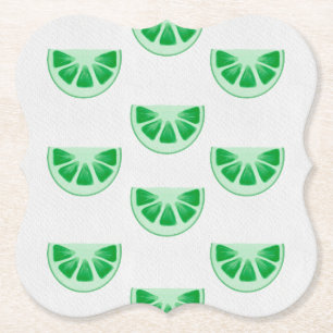 Posavasos De Papel Rebanadas de lima verde frescas minimalistas patró