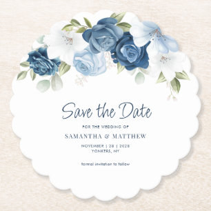 Posavasos De Papel Recuerdo de Aviso de Boda con Acuarela Floral Botá