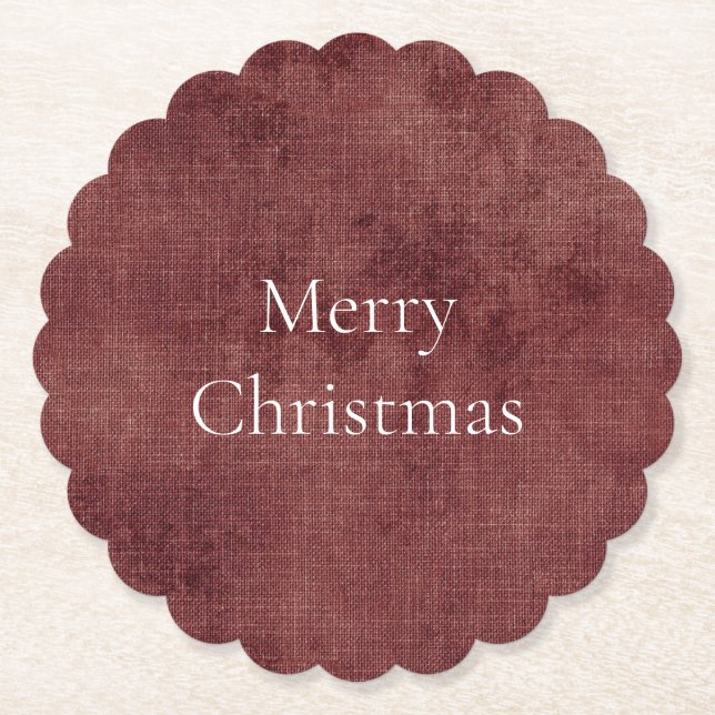 Posavasos De Papel Red Faux Linen profundo (aspecto de lino) (Anverso)