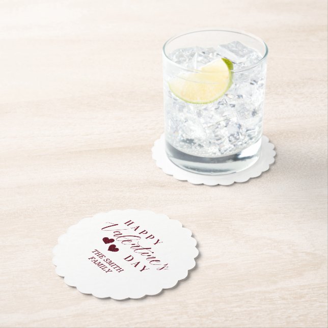 Posavasos De Papel Red Glitter Happy Valentine's Day Hearts (In situ)