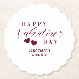 Posavasos De Papel Red Glitter Happy Valentine's Day Hearts