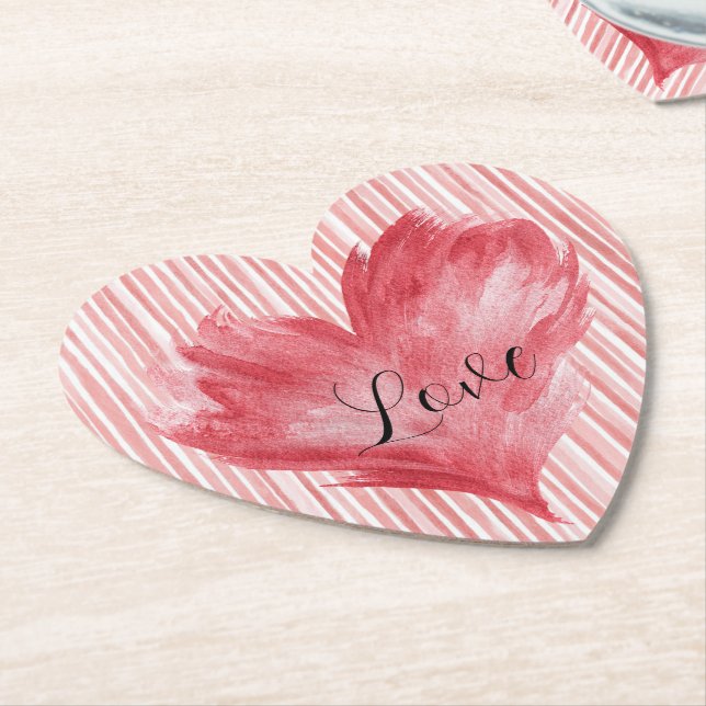 Posavasos De Papel Red Heart Flame Love (En perspectiva)