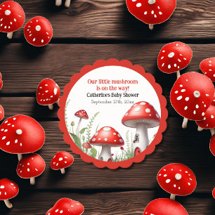 Posavasos De Papel Red Mushroom Fungi Woodland Baby Shower