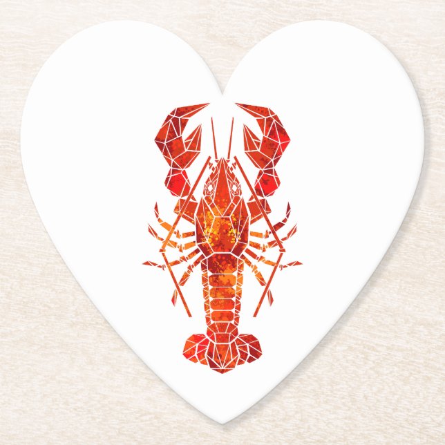 Posavasos De Papel Red polygonal lobster (Anverso)
