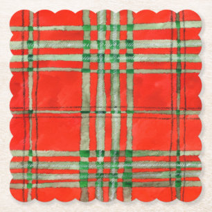 Posavasos De Papel RED SCOTT TARTAN Scallope Cuadrados Ataques de pap