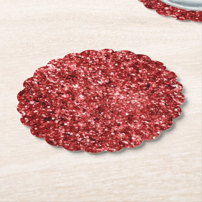 Posavasos De Papel Red Sparkle Glitz (En perspectiva)