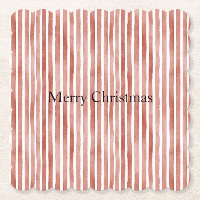 Posavasos De Papel Red White Stripes Christmas (Anverso)