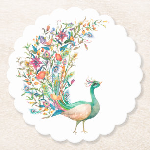 Posavasos De Papel Redondeo de papel de Peacock