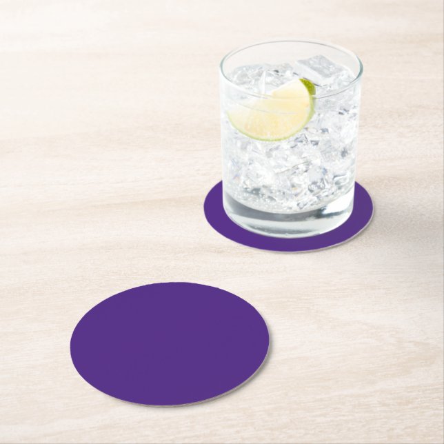 Posavasos de papel redondo morado monstruo (In situ)