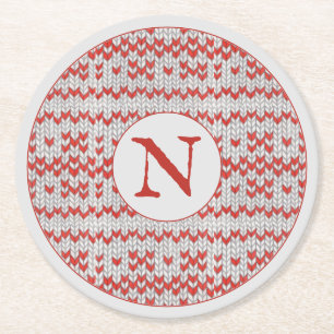 Posavasos de papel redondos de punto nórdico ROJO