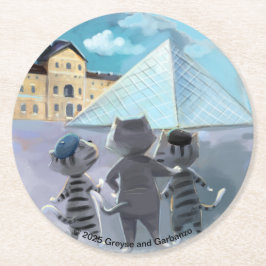 Posavasos de papel redondos del Louvre de gatos (J