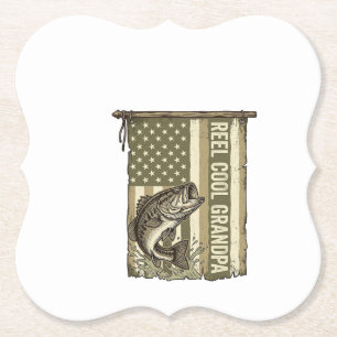 Posavasos De Papel Reel Cool Abuelo Camiseta Vintage Diseño de Pesca 