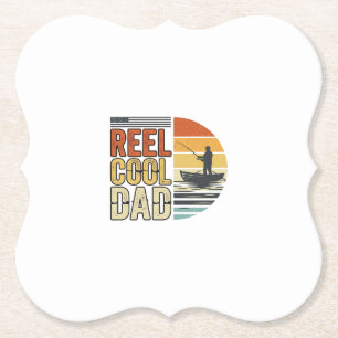 Posavasos De Papel Reel Cool Dad Diseño de camiseta vintage de pesca_