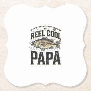 Posavasos De Papel Reel Cool Papa Diseño Vectorial de Pesca Vintage_1