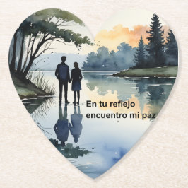 Posavasos De Papel Reflejos en el Agua: Ilustración Minimalista en Ac