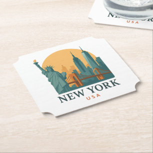 Posavasos De Papel Regalo de viaje minimalista Vintage Nueva York