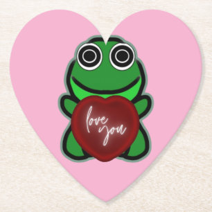 Posavasos De Papel Regalo Personalizado Te Amo Kawaii Corazón de Rana