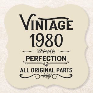 Posavasos De Papel Regalos de cumpleaños vintage personalizados negro