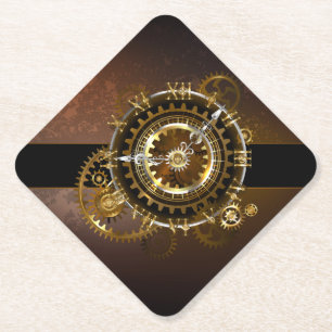 Posavasos De Papel Reloj de vapor con engranajes antiguos