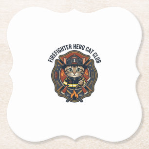 Posavasos De Papel Remera gráfica de gato héroe bombero - Bombero