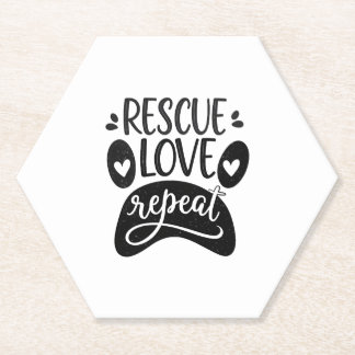 Posavasos De Papel Rescue Love Repeat Dog Paw Tee