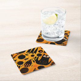 Posavasos De Papel Resumen de gato negro de Halloween