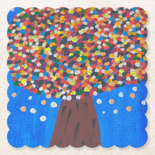 Posavasos De Papel Resumen de la escayola de papel de árbol colorido