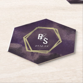 Posavasos De Papel Resumen Dreams Purple Faux Gold Splash Boda