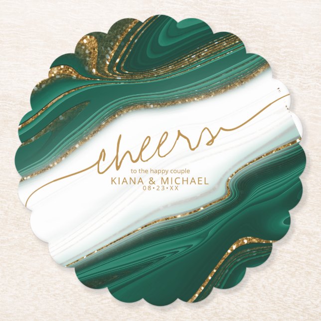 Posavasos De Papel Resumen Purpurina Strata Boda Cheers Green ID903 (Anverso)