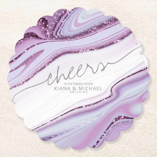 Posavasos De Papel Resumen Purpurina Strata Boda Cheers Lilac ID903 (Anverso)