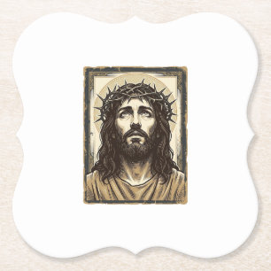 Posavasos De Papel Retrato religioso vintage de corona de espinas