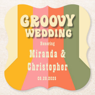 Posavasos De Papel Retro 60 70 Hippie Groovy Stripes Boda Personaliza