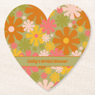 Posavasos De Papel Retro 60 años 70 Estética floral personalizada