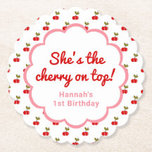 Retro Cherry 1er cumpleaños Foto Fiesta rosa retro