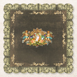 Posavasos De Papel Retro de color con encaje y flores