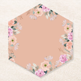 Posavasos De Papel Retro floral Rosa turbio (sin texto)