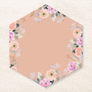 Posavasos De Papel Retro floral Rosa turbio (sin texto)