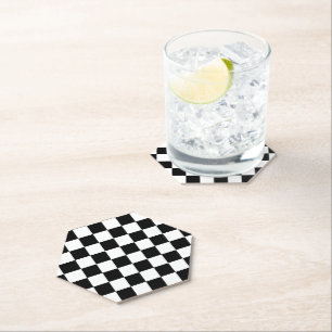 Posavasos De Papel Retro geométrico negro y blanco